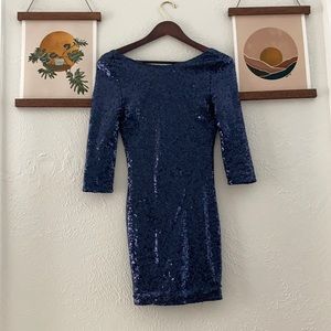 Midnight blue sequin shimmer minidress
